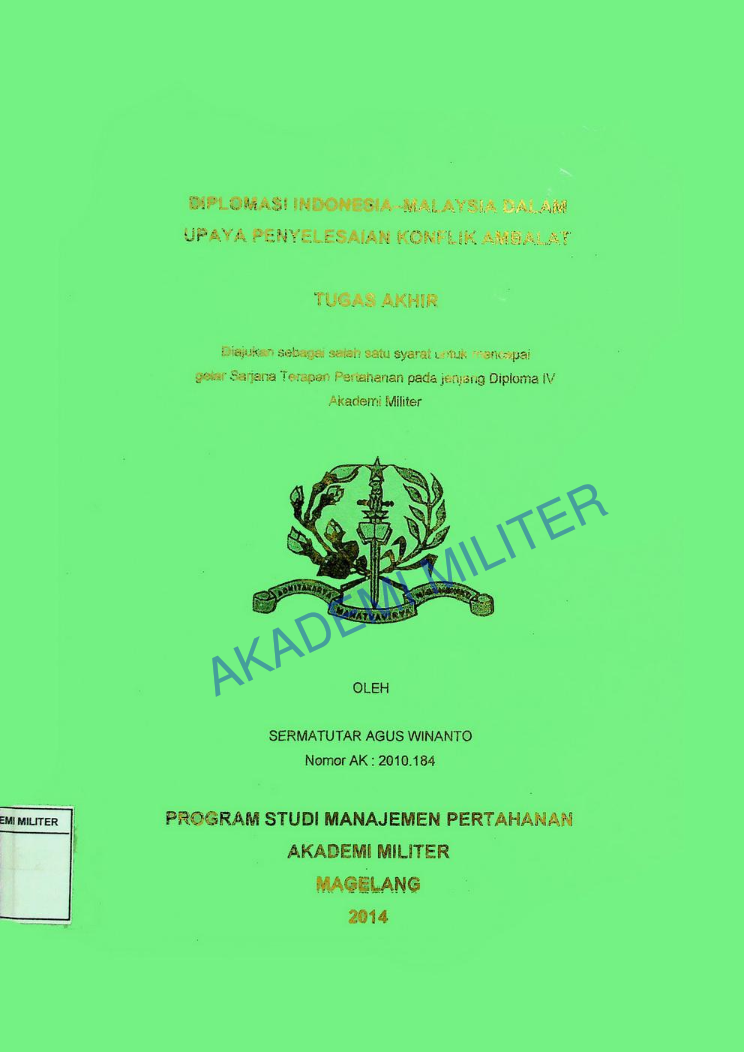 DIPLOMASI INDONESIA-MALAYSIA DALAM UPAYA PENYELESAIAN KONFLIK AMBALAT